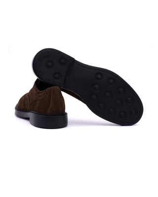 Derby Antica Cuoieria Full Brogue in Camoscio Chocolate vista 2