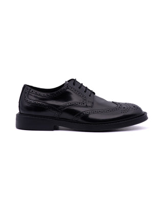 Derby Antica Cuoieria Full Brogue Spazzolato Nero vista 2
