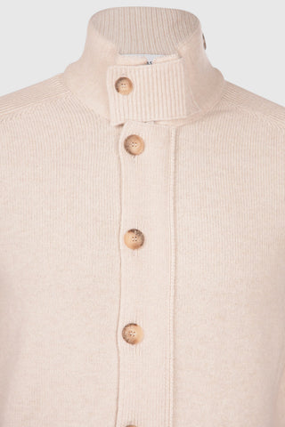 Giubbino Gran Sasso in Maglia con Zip e Bottoni beige vista 2