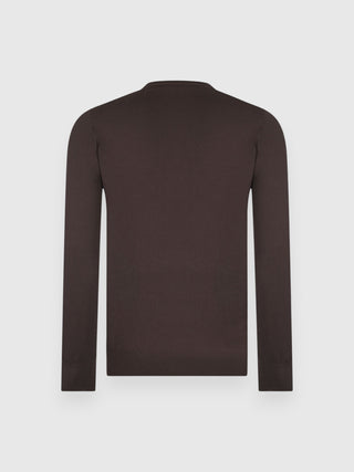 Maglia Gran Sasso Girocollo in Lana Merinos marrone scuro vista 3