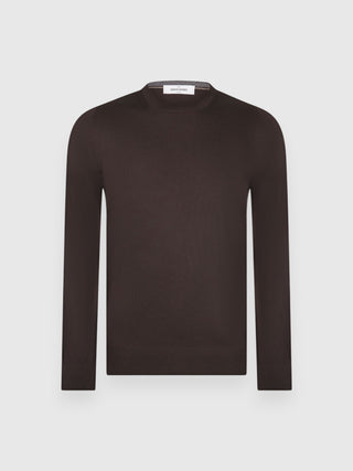 Maglia Gran Sasso Girocollo in Lana Merinos marrone scuro vista 1