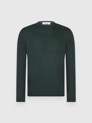 Maglia Gran Sasso Girocollo in Lana Merinos verde vista 1