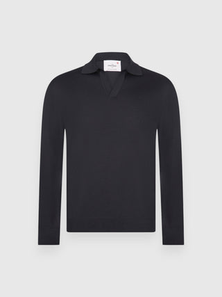 Polo Gran Sasso Skipper in Pura Lana blu navy vista 1