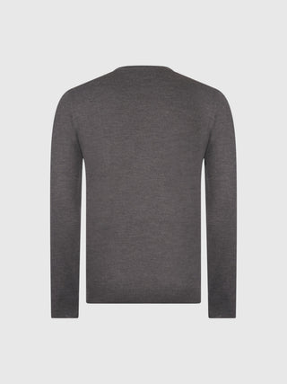 Maglia Gran Sasso Girocollo in Lana Merinos grigio antracite vista 3