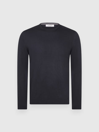 Maglia Gran Sasso Girocollo in Lana Merinos blu navy vista 1