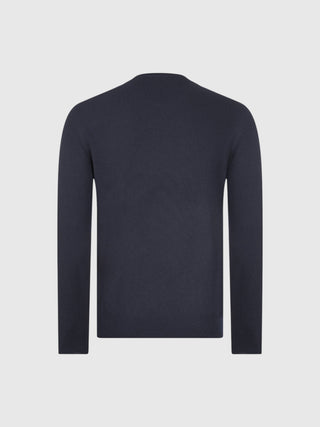 Maglia Gran Sasso Girocollo in Puro Cashmere blu navy vista 3