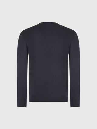 Maglia Gran Sasso Girocollo in Lana Merinos blu navy vista 3