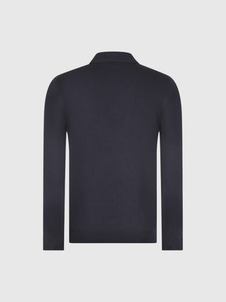 Polo Gran Sasso in Lana Merinos blu navy vista 3