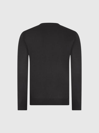 Maglia Gran Sasso Girocollo in Lana Merinos nero vista 3