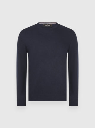 Maglia Gran Sasso Girocollo in Puro Cashmere blu navy vista 1
