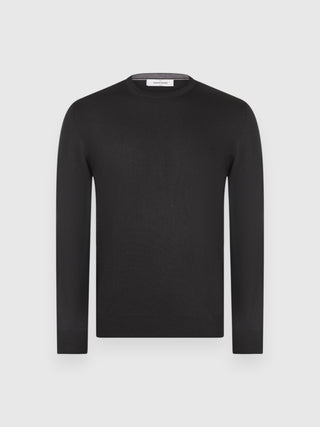 Maglia Gran Sasso Girocollo in Lana Merinos nero vista 1