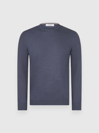 Maglia Gran Sasso Girocollo in Lana Merinos blu denim vista 1