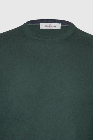 Maglia Gran Sasso Girocollo in Lana Merinos verde vista 2