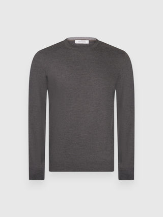 Maglia Gran Sasso Girocollo in Lana Merinos grigio antracite vista 1