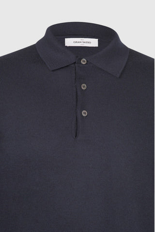 Polo Gran Sasso in Lana Merinos blu navy vista 2
