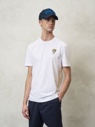 T-Shirt Bianca Scudo Blauer