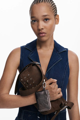 Borsa Desigual - BAG_STENCIL FLOWER LOVERTY 3.0 CHOCO