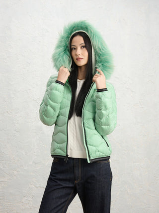 Giubbotto Blauer Aldie Colors Down Veleno Verde 733 indossato