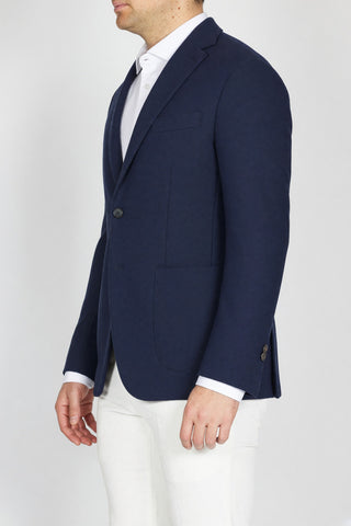 Giacca Capasso Corniola Monopetto Blu Navy in Maglia profilo