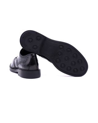 Derby Antica Cuoieria Full Brogue Spazzolato Nero vista 3