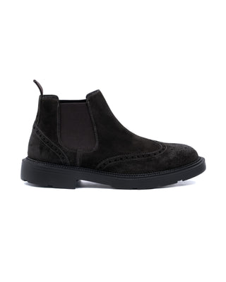 Stivaletto Chelsea Antica Cuoieria Brogue in Camoscio Coffee vista 2