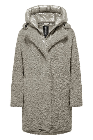 Cappotto Bomboogie Odessa in Ecopelliccia Effetto Agnellino oyster shell vista 1