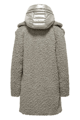 Cappotto Bomboogie Odessa in Ecopelliccia Effetto Agnellino oyster shell vista 3