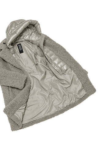 Cappotto Bomboogie Odessa in Ecopelliccia Effetto Agnellino oyster shell vista 4