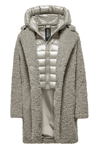 Cappotto Bomboogie Odessa in Ecopelliccia Effetto Agnellino oyster shell vista 5