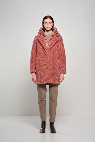 Cappotto Bomboogie Odessa in Ecopelliccia Effetto Agnellino oyster shell vista 6