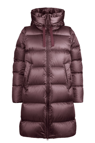Piumino Lungo Bomboogie Geneva in Nylon Lucido berry chocolate vista 1