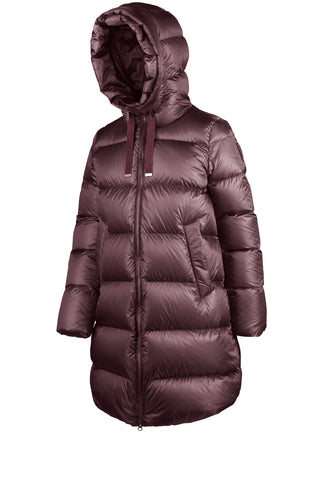 Piumino Lungo Bomboogie Geneva in Nylon Lucido berry chocolate vista 2