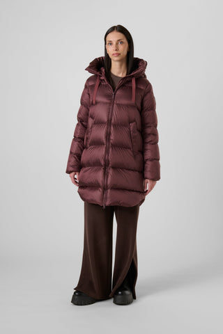 Piumino Lungo Bomboogie Geneva in Nylon Lucido berry chocolate vista 4