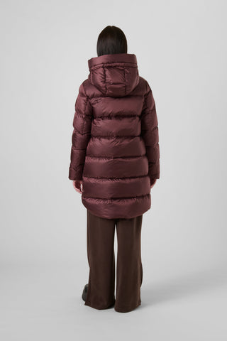 Piumino Lungo Bomboogie Geneva in Nylon Lucido berry chocolate vista 5