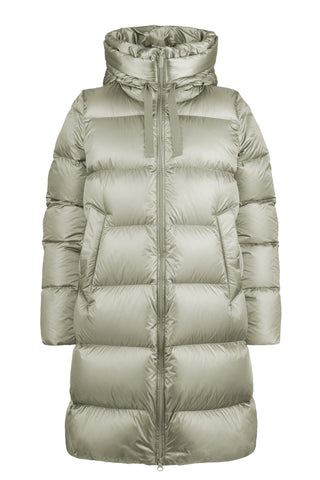 Piumino Lungo Bomboogie Geneva in Nylon Lucido grey fog vista 1