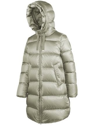 Piumino Lungo Bomboogie Geneva in Nylon Lucido grey fog vista 2