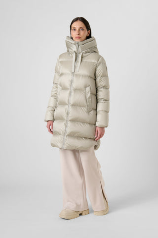 Piumino Lungo Bomboogie Geneva in Nylon Lucido grey fog vista 4