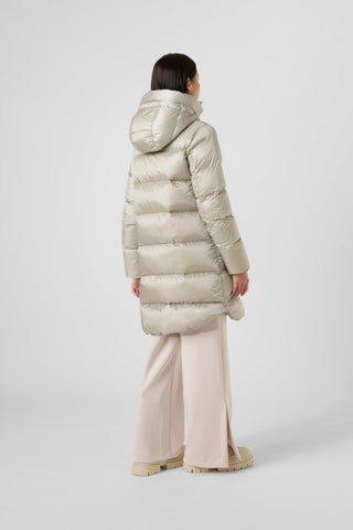 Piumino Lungo Bomboogie Geneva in Nylon Lucido grey fog vista 5