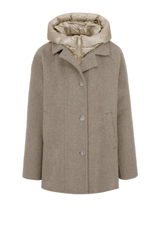 Cappotto Bomboogie Bimaterico in Lana Effetto Alpaca oyster shell vista 1