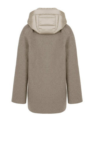 Cappotto Bomboogie Bimaterico in Lana Effetto Alpaca oyster shell vista 3