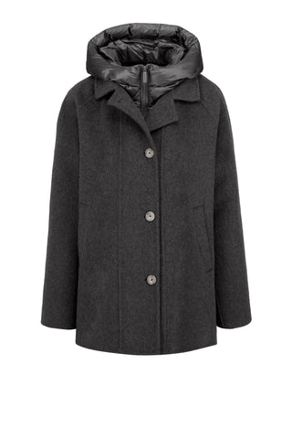 Cappotto Bomboogie Bimaterico in Lana Effetto Alpaca nero vista 1