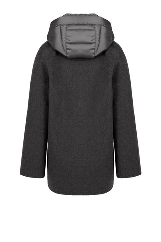 Cappotto Bomboogie Bimaterico in Lana Effetto Alpaca nero vista 3