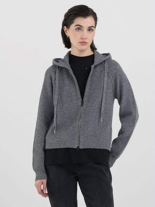 Maglione Cropped con Cappuccio e Zip