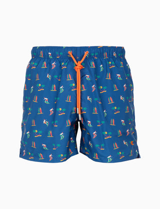 Boxer mare uomo fantasia surfisti blu Gallo