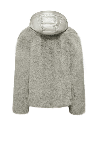 Cappotto Bomboogie Paris Corto in Ecopelliccia grey fog vista 3