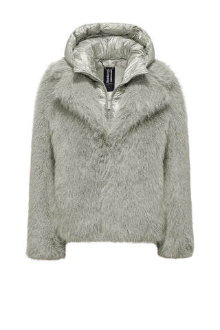 Cappotto Bomboogie Paris Corto in Ecopelliccia grey fog vista 1