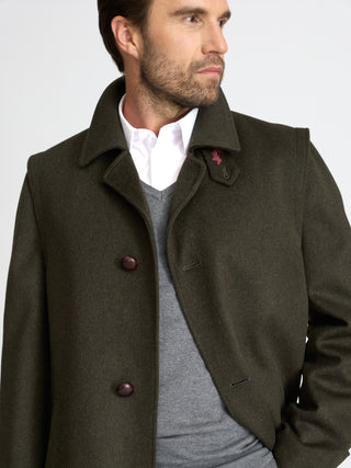 Cappotto Steinbock Solstein verde oliva, dettaglio del collo