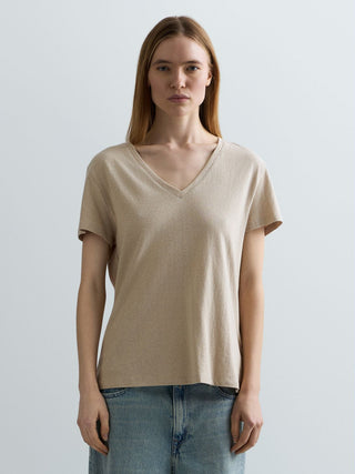 T-Shirt REPLAY - OVER SLUB LINEN COTTON JERSEY