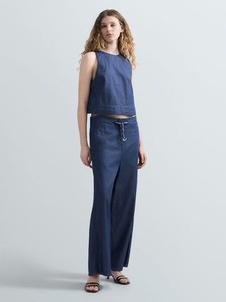 Pantalone REPLAY - WIDE LEG 6.5 OZ BRIGHT BLUE INDIGO COTTON DENIM