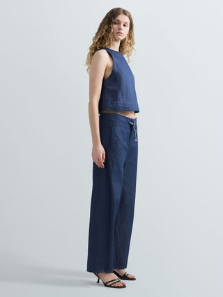 Pantalone REPLAY - WIDE LEG 6.5 OZ BRIGHT BLUE INDIGO COTTON DENIM